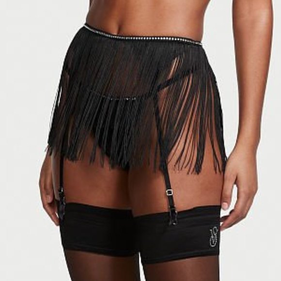 VS XS/S Very Sexy Fringe Garter Skirt Black NWT - Picture 5 of 16